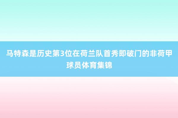 马特森是历史第3位在荷兰队首秀即破门的非荷甲球员体育集锦