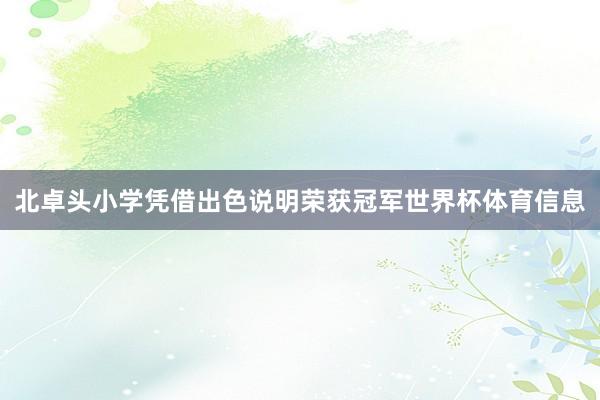 北卓头小学凭借出色说明荣获冠军世界杯体育信息