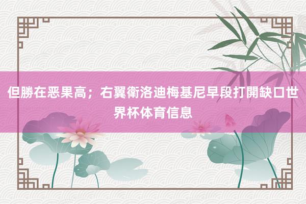 但勝在恶果高；右翼衛洛迪梅基尼早段打開缺口世界杯体育信息