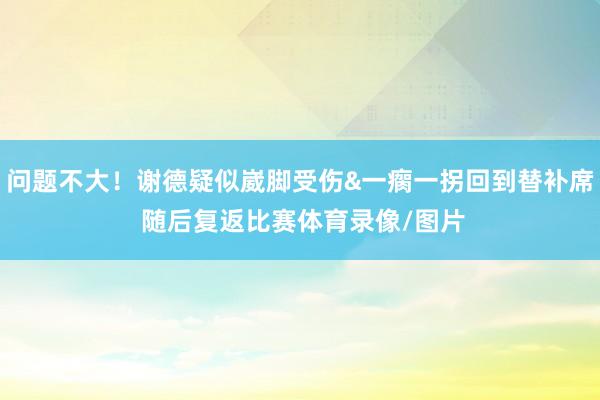 问题不大！谢德疑似崴脚受伤&一瘸一拐回到替补席 随后复返比赛体育录像/图片