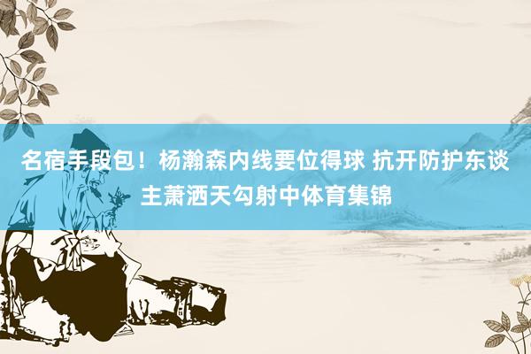 名宿手段包！杨瀚森内线要位得球 抗开防护东谈主萧洒天勾射中体育集锦