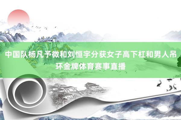 中国队杨凡予微和刘恒宇分获女子高下杠和男人吊环金牌体育赛事直播