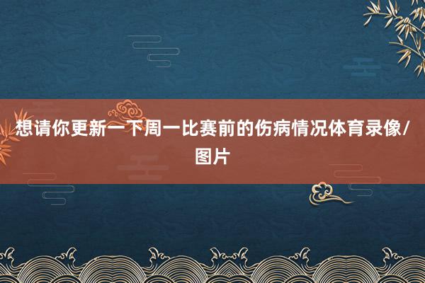 想请你更新一下周一比赛前的伤病情况体育录像/图片