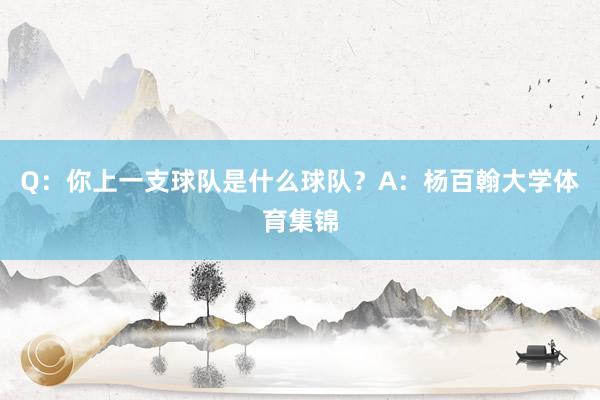 Q：你上一支球队是什么球队？A：杨百翰大学体育集锦